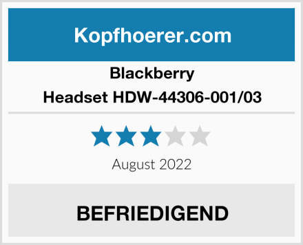 Blackberry Headset HDW-44306-001/03 Test